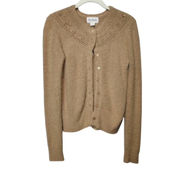 The Reeds Women's Sz XS Tan Cardigan Sweater Super Soft Fuzzy - Picture 1 of 6
